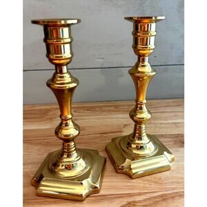 Vintage Valsan Solid Brass Heavy Candlesticks Made in Portugal Circa 1970